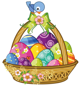 an easter basket of of colorful eggs